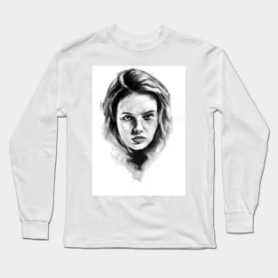 charcoal drawing of a woman Long Sleeve T-Shirt